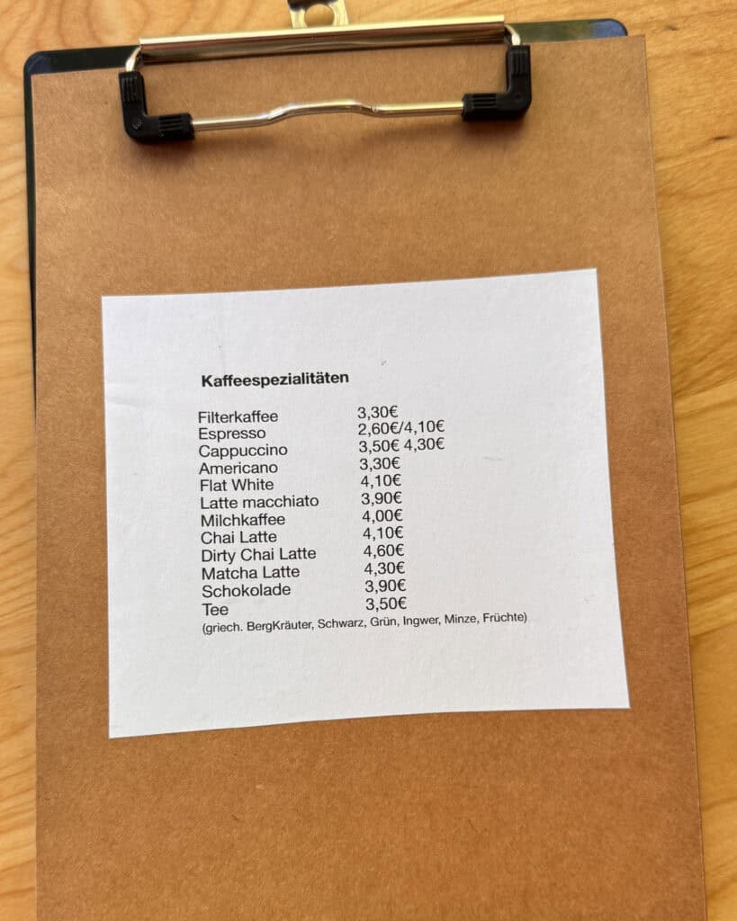 Speisekarte, Cafe Palpito in Ludwigshafen Süd