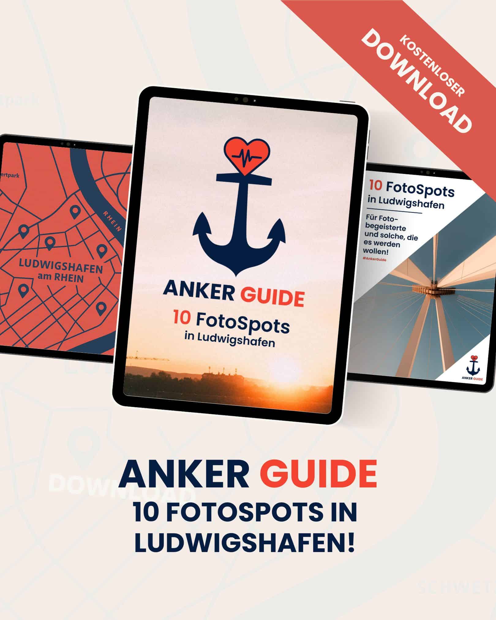 Lu.lebt! Anker Guide 10 Fotospots Mockup mit Vorschaubildern und Stadtkarte