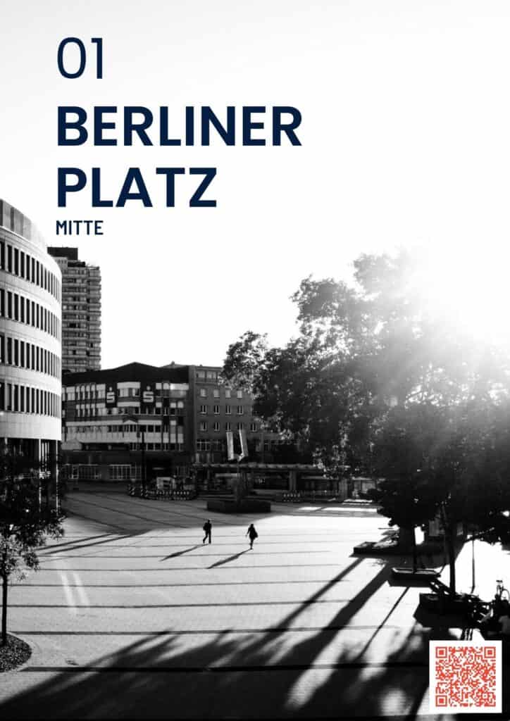 Foto Spot 1 im Anker Guide - Berliner Platz in schwarz-weiß mit Gegenlicht (Sonne)