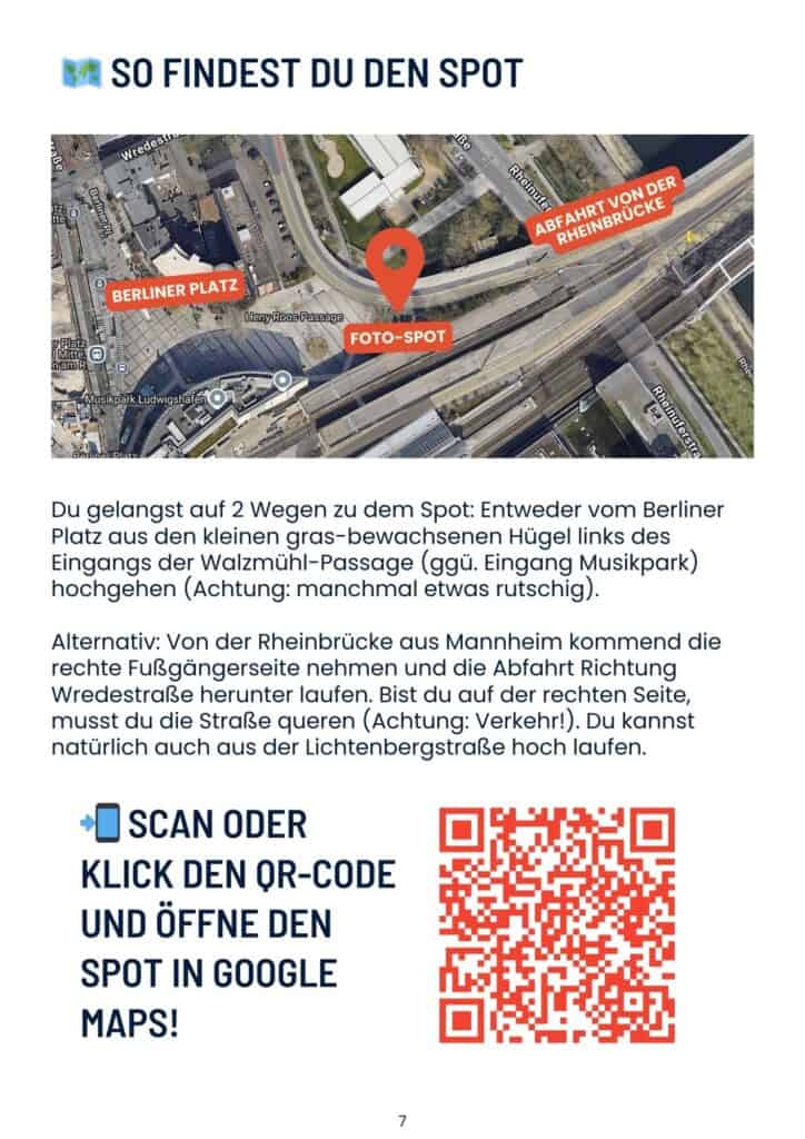 Foto Spot 1 im Anker Guide - Berliner Platz in schwarz-weiß mit Google Maps Karte zur besseren Auffindbarkeit
