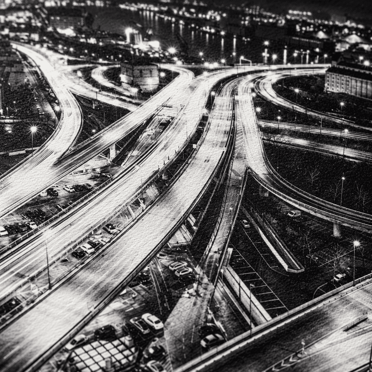 Papierstruktur · Illustration mit Rush Hour · Noir